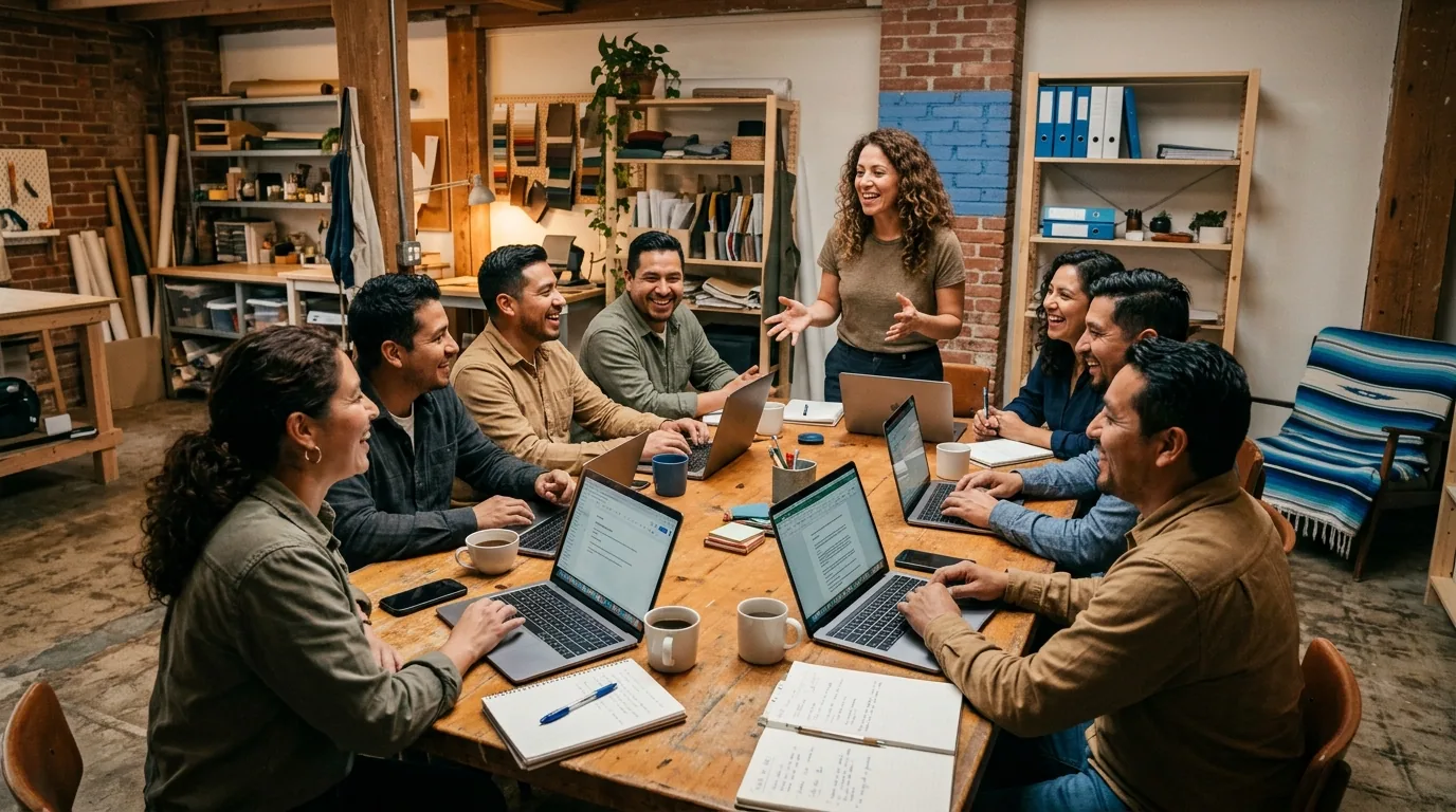 Profesionales latinos de marketing en un taller de formación